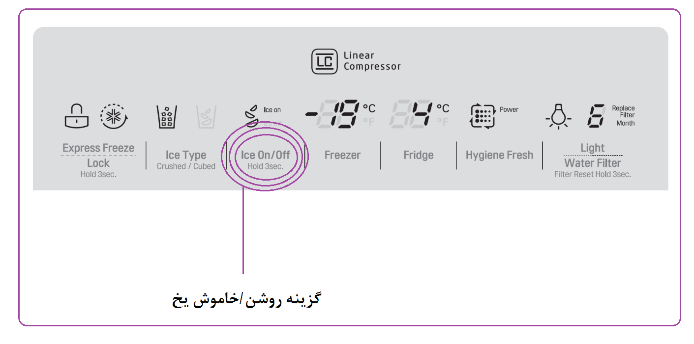 نحوه فعال و غیر فعال نمودن یخساز یخچال ساید ال جی ICE ON/OFF&nbsp;