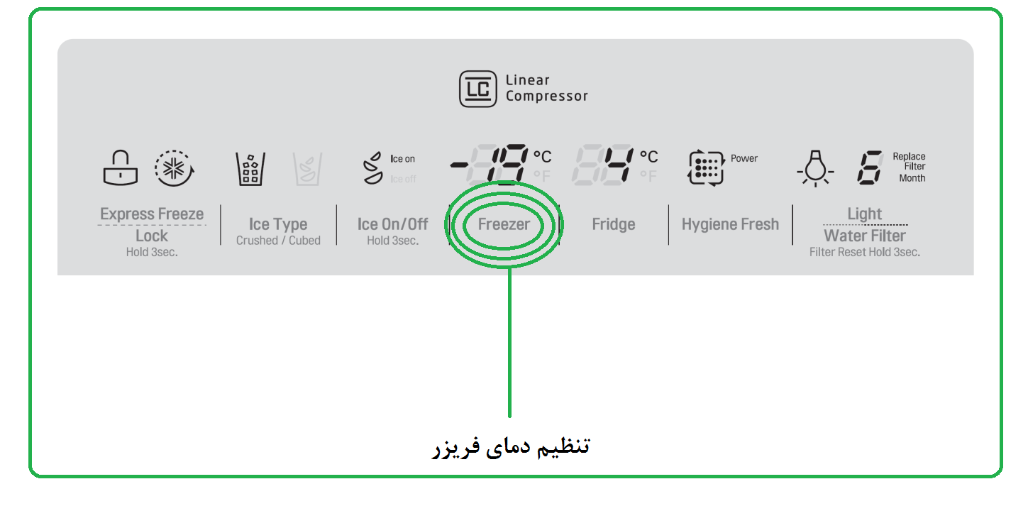 تنظیم دما فریزر ساید ال جی&nbsp;